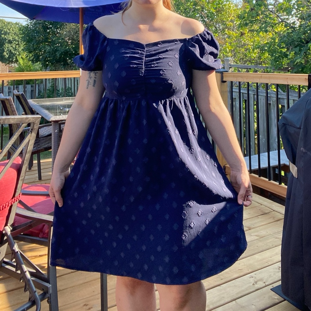 Elegant Off-Shoulder blue Dress